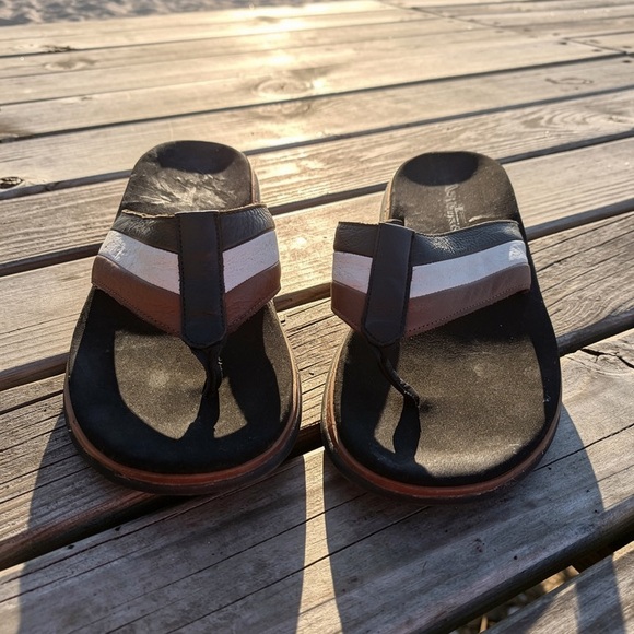 Allen Edmonds Men’s Leather Sandals /flip flops – Black & White - Picture 1 of 4